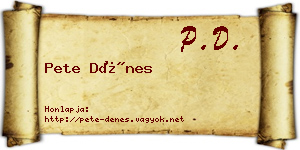 Pete Dénes névjegykártya